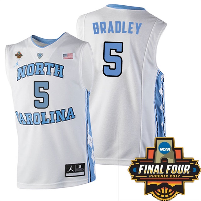 north carolina tar heels white 5 tony bradley ncaa 2017 basketball national champions jersey