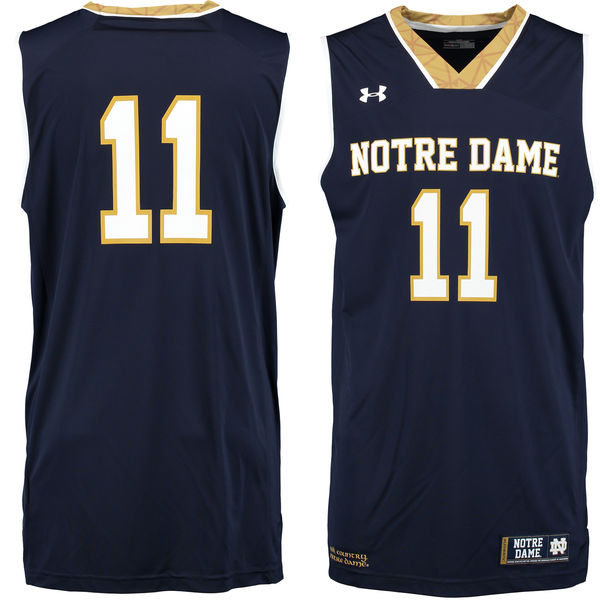 notre dame fighting irish 11 navy basketball jersey