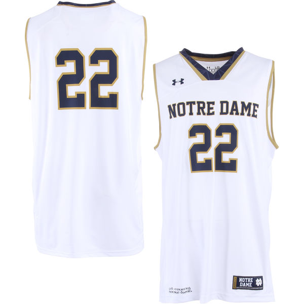notre dame fighting irish 22 white basketball jersey