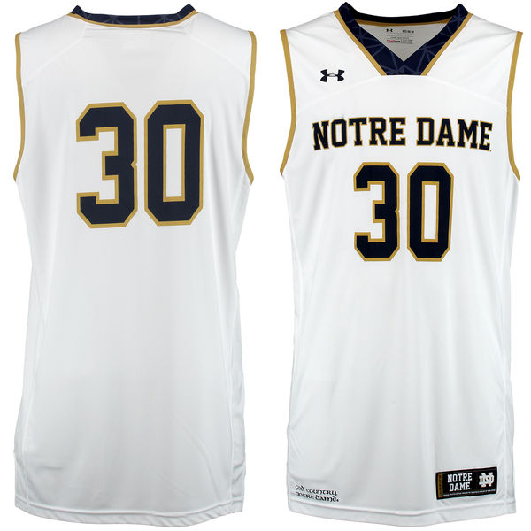 notre dame fighting irish 30 white basketball jersey