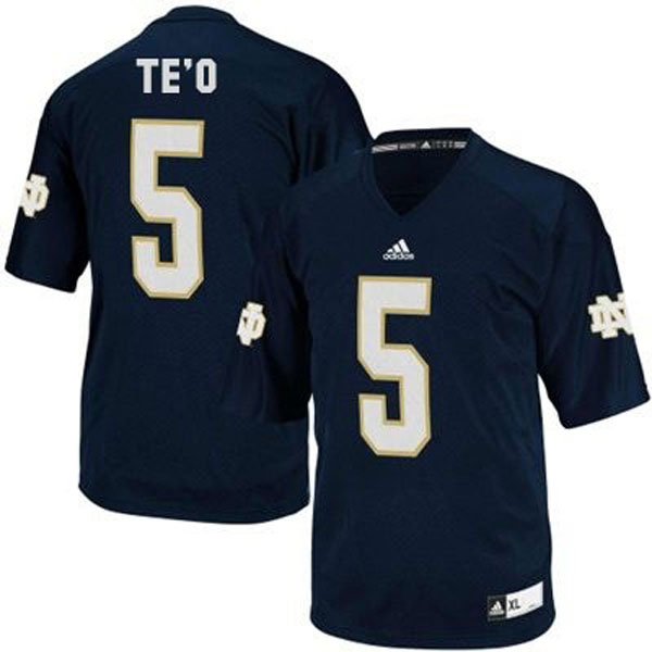 notre dame fighting irish 5 manti te'o blue football youth jersey