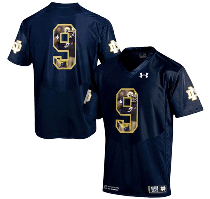 notre dame fighting irish 9 navy ncaa football premier jersey