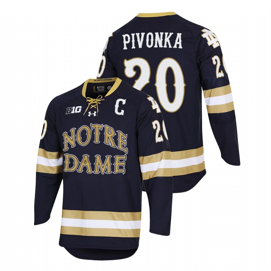 notre dame fighting irish jake pivonka navy 2022 ncaa regional finals hockey jersey