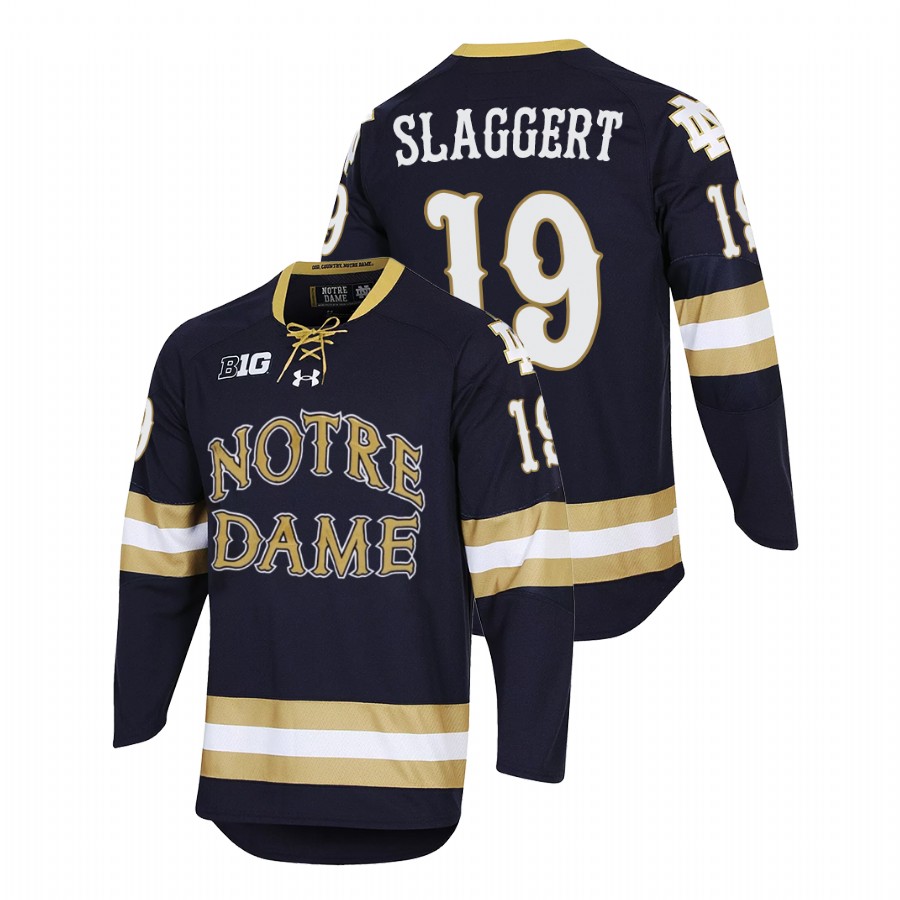 notre dame fighting irish landon slaggert navy 2022 ncaa regional finals hockey jersey