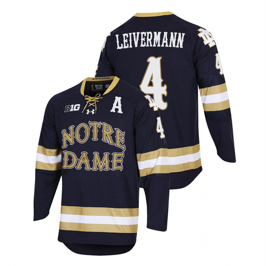 notre dame fighting irish nick leivermann navy 2022 ncaa regional finals hockey jersey