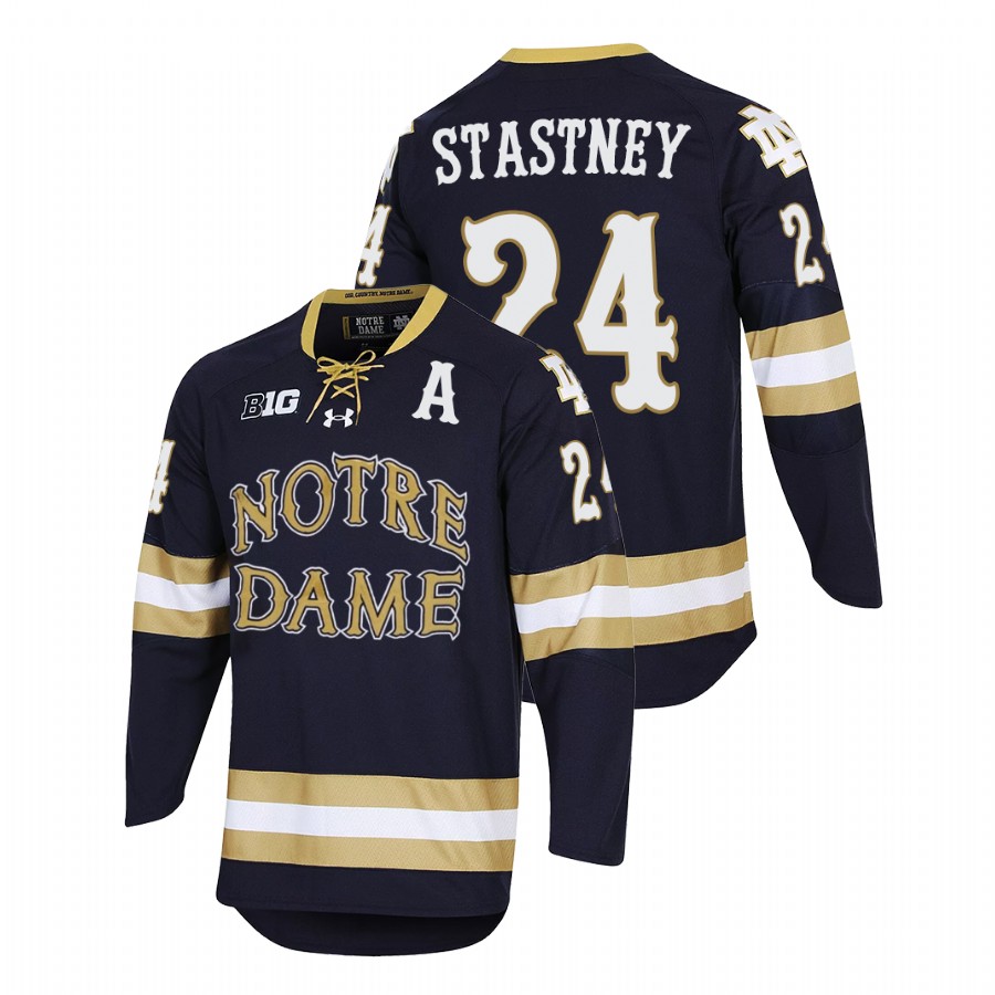 notre dame fighting irish spencer stastney navy 2022 ncaa regional finals hockey jersey