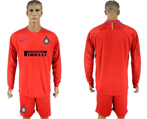 nter Milan Blank Red Goalkeeper Long Sleeves Soccer Club Jersey