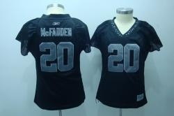 oakland raiders #20 mcfadden black sliver women jerseys