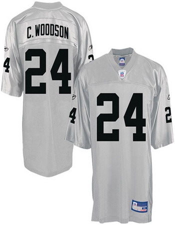 oakland raiders #24 c.woodson white jersey