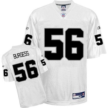 oakland raiders #56 derrick burgess white jersey
