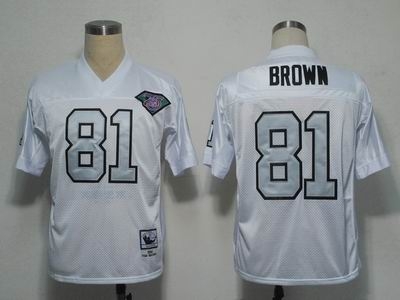 oakland raiders 81 t.brown throwback white silvery white number jersey