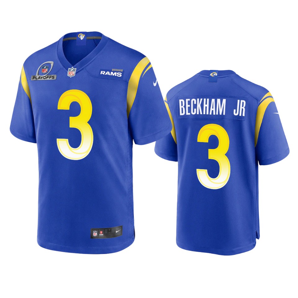 odell beckham jr. rams royal 2021 nfl playoffs patch jersey