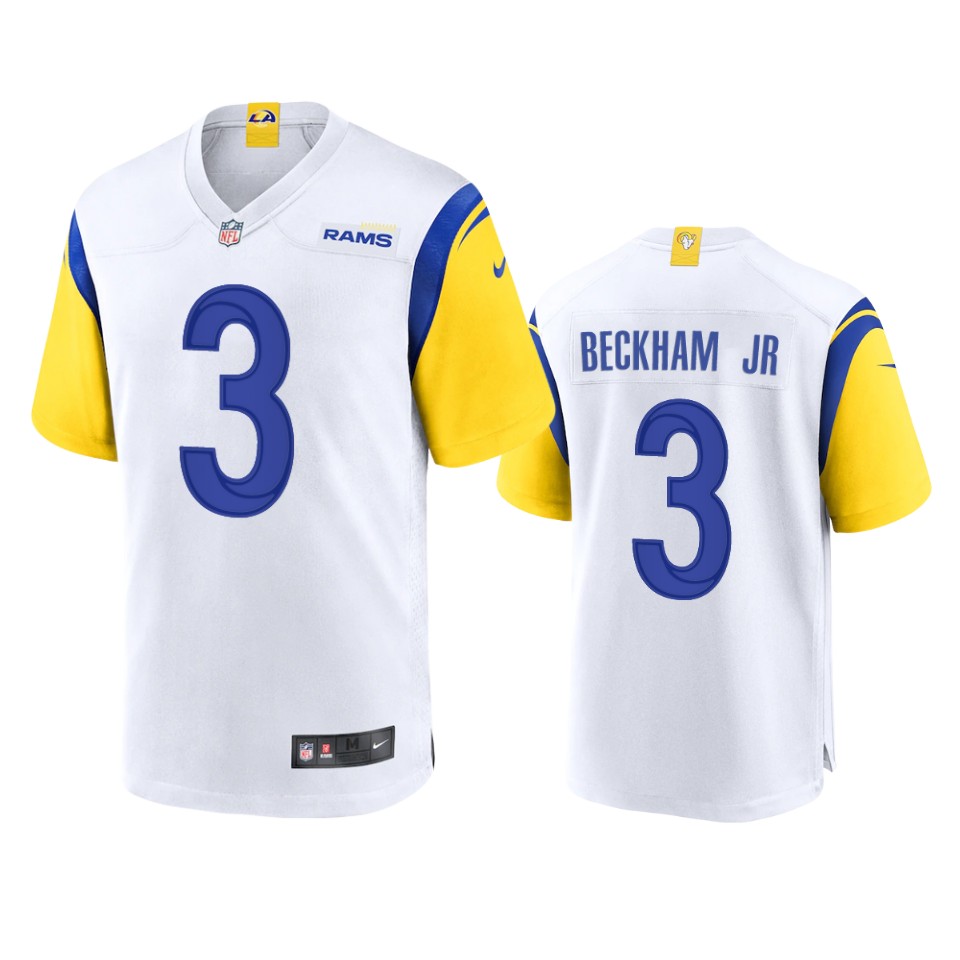 odell beckham jr 1. rams white alternate game jersey