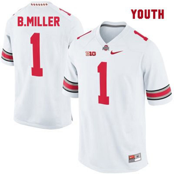 ohio state buckeyes 1 braxton miller white football youth jersey