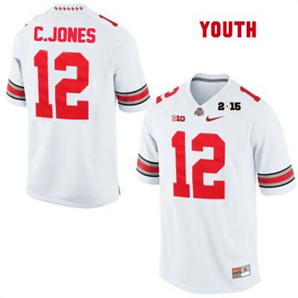 ohio state buckeyes 12 cardale jones white football youth jersey