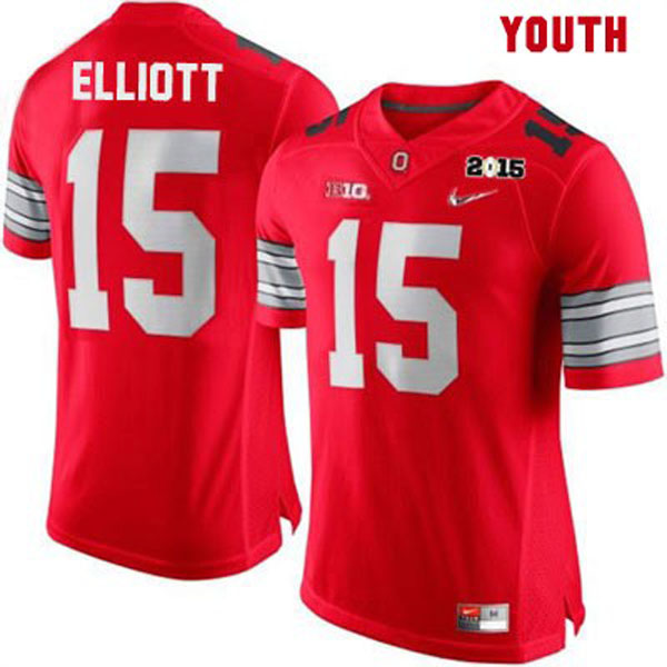 ohio state buckeyes 15 ezekiel elliott red football youth jersey