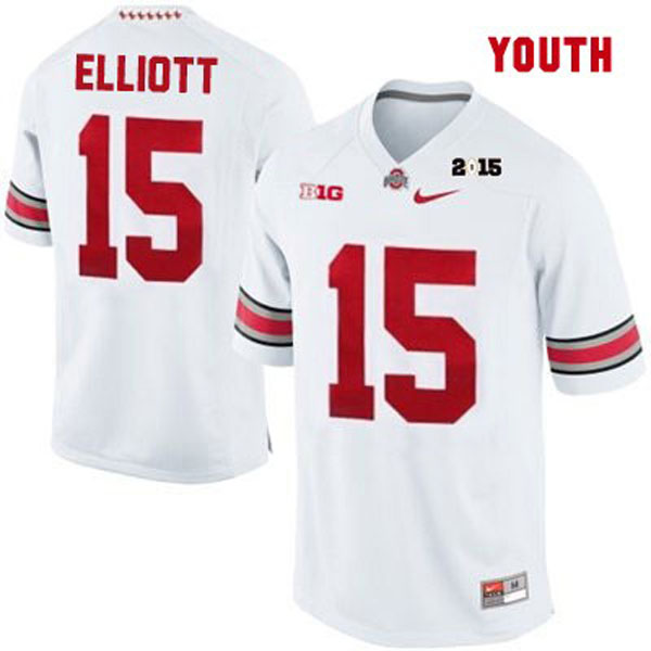 ohio state buckeyes 15 ezekiel elliott white football youth jersey