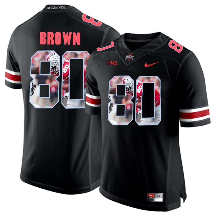 ohio state buckeyes blackout noah brown player fashion jersey