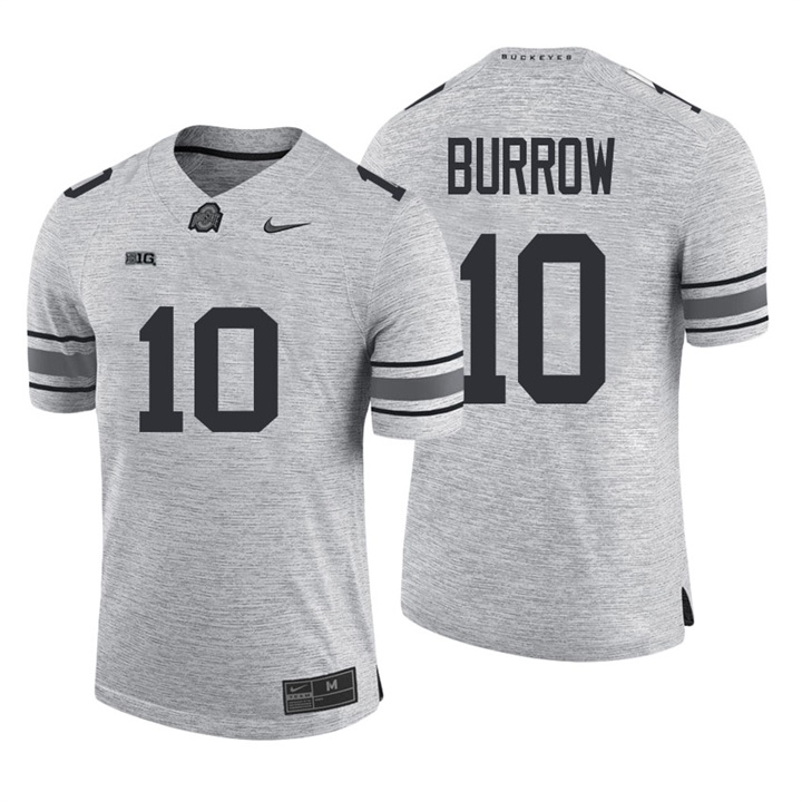 ohio state buckeyes heather gray 10 joe burrow gridiron gray ii limited jersey