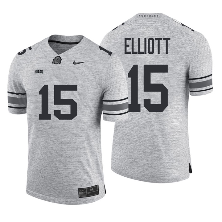 ohio state buckeyes heather gray 15 ezekiel elliott gridiron gray ii limited jersey