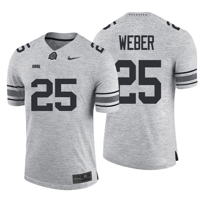 ohio state buckeyes heather gray 25 mike weber gridiron gray ii limited jersey