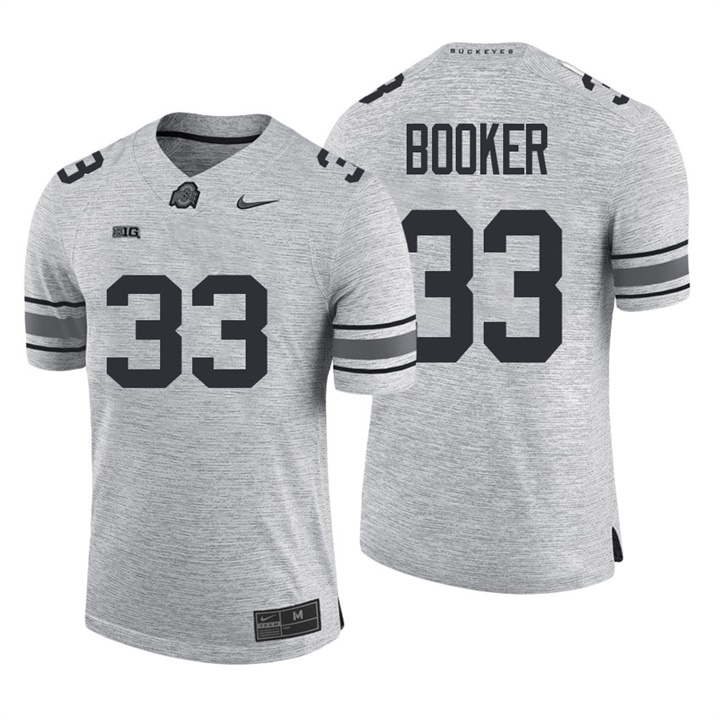 ohio state buckeyes heather gray 33 dante booker gridiron gray ii limited jersey