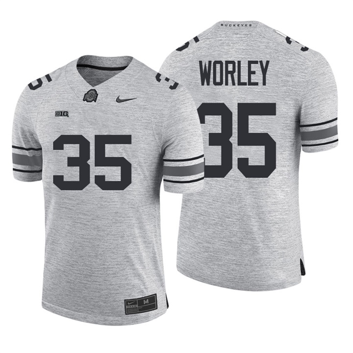 ohio state buckeyes heather gray 35 chris worley gridiron gray ii limited jersey