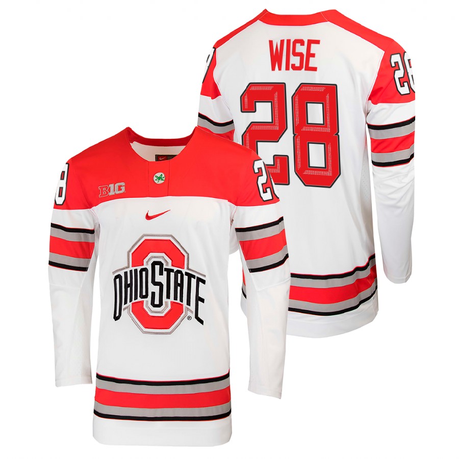 ohio state buckeyes jake wise white college hockey jersey