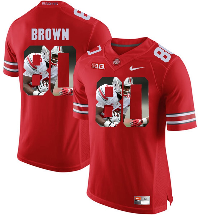 ohio state buckeyes scarlet noah brown player fashion jersey