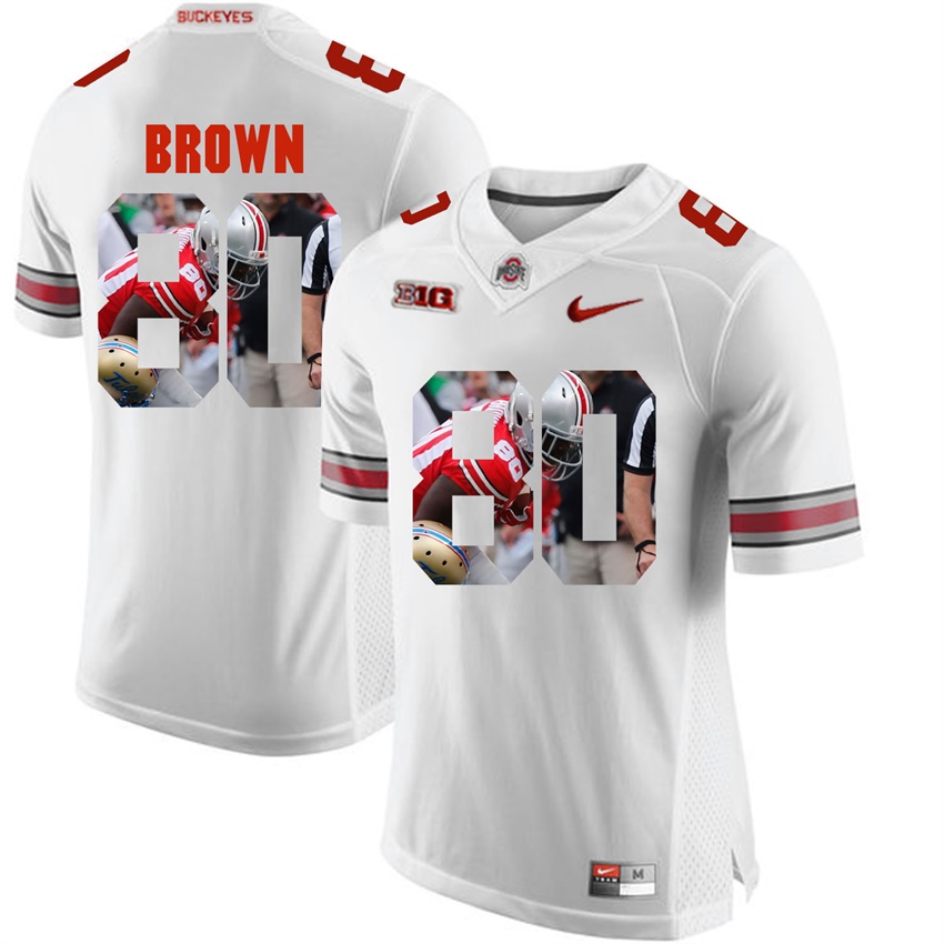 ohio state buckeyes white noah brown player fashion jersey