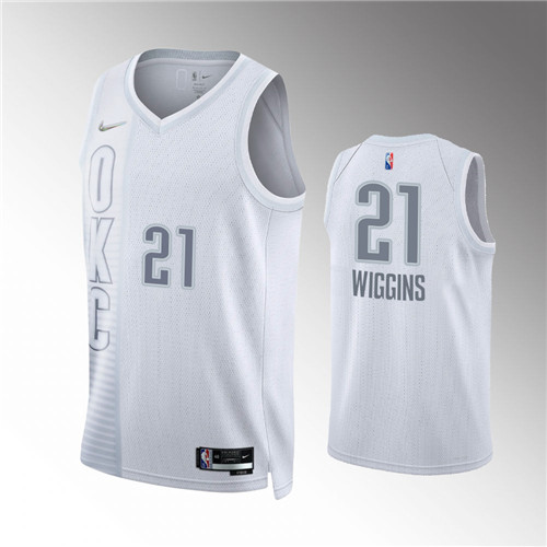 Oklahoma City Thunder Aaron Wiggins 2021-22 City Edition 75th Anniversary Diamond Gray stitched Jersey #21