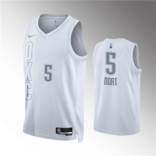 Oklahoma City Thunder Luguentz Dort 2021-22 City Edition 75th Anniversary Diamond Gray Jersey #5