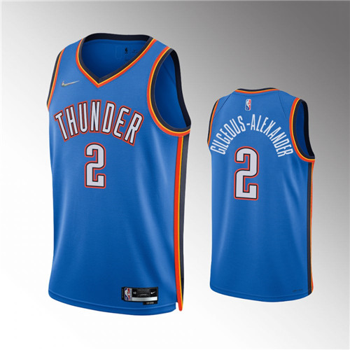 Oklahoma City Thunder Shai Gilgeous-Alexander 5th Anniversary Diamond Icon Blue stitched Jersey #2