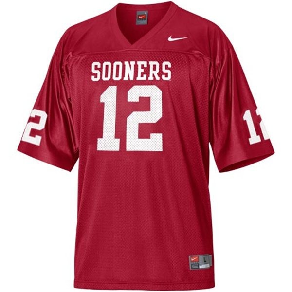 oklahoma sooners 12 landry jones red football jersey