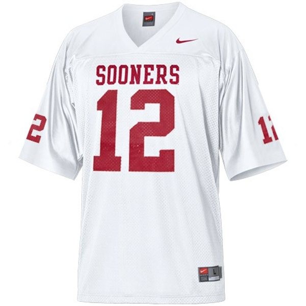 oklahoma sooners 12 landry jones white football youth jersey