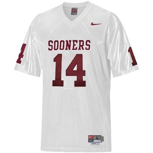 oklahoma sooners 14 sam bradford white football jersey