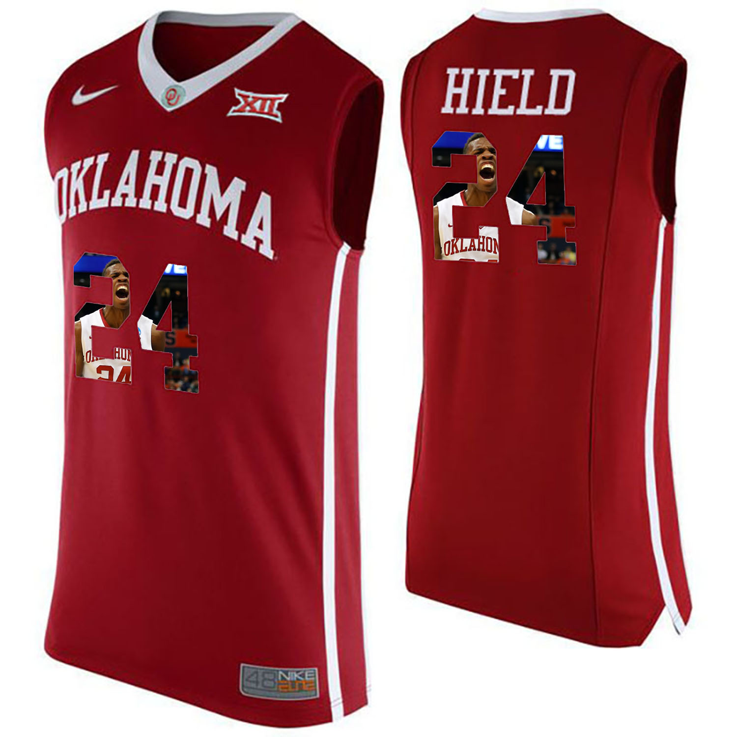 oklahoma sooners 24 buddy heild red basketball jersey with player pictorial