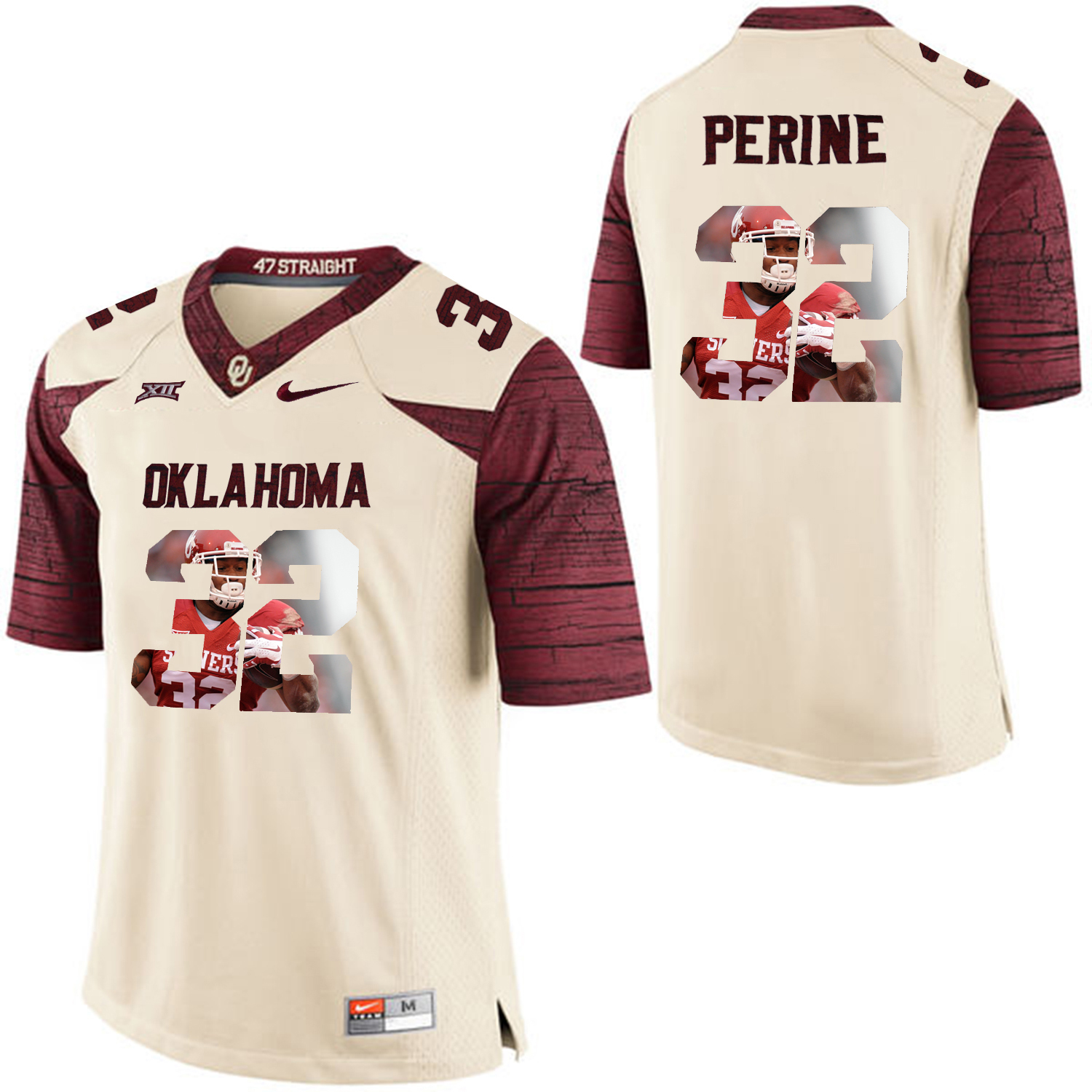 oklahoma sooners 32 samaje perine white football jersey with player pictorial