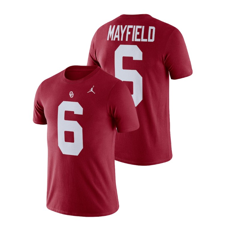 oklahoma sooners baker mayfield crimson college football men's t shirt