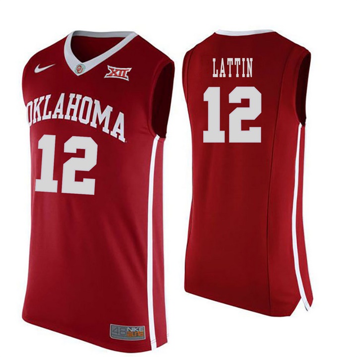 oklahoma sooners red 12 khadeem lattin college basketball jersey