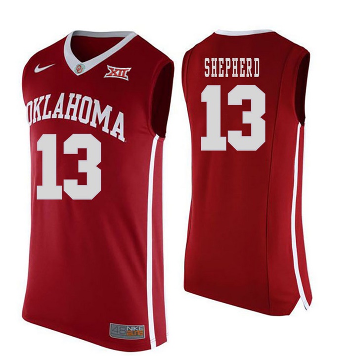 oklahoma sooners red 13 jordan shepherd college basketball jersey