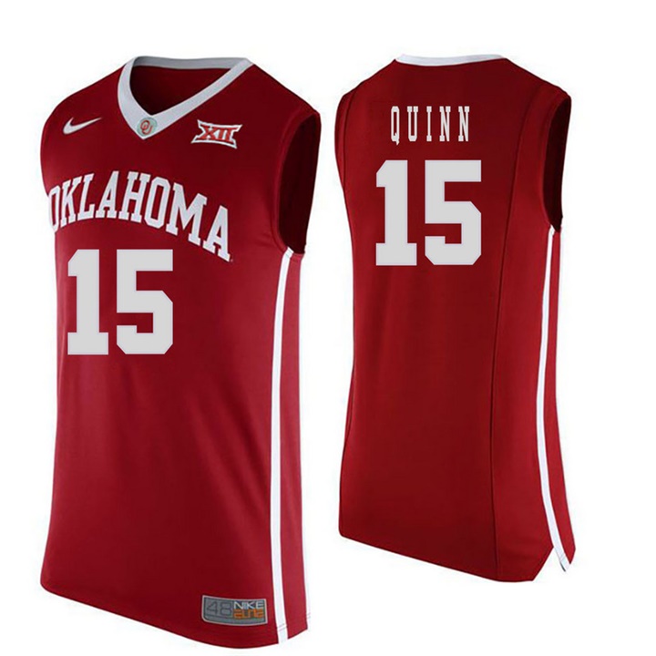 oklahoma sooners red 15 grant quinn college basketball jersey