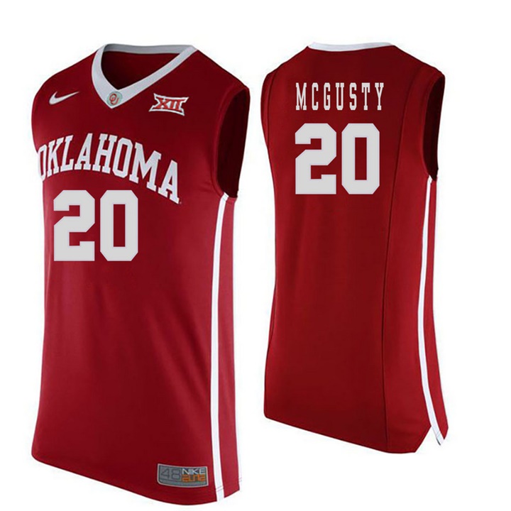 oklahoma sooners red 20 kameron mcgusty college basketball jersey
