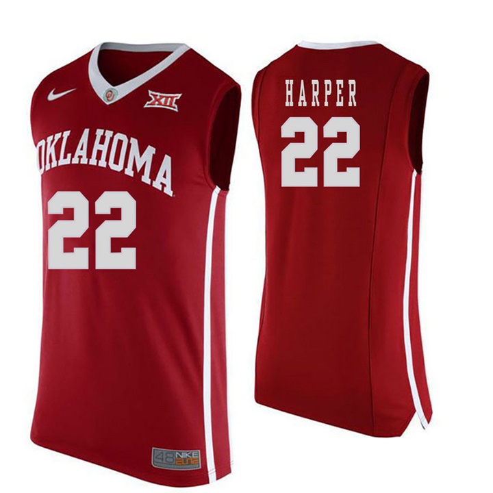 oklahoma sooners red 22 daniel harper college basketball jersey