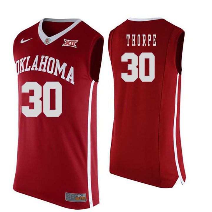 oklahoma sooners red 30 marshall thorpe college basketball jersey