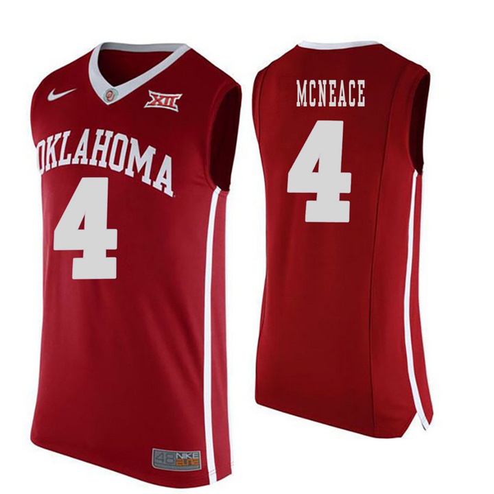 oklahoma sooners red 4 jamuni mcneace college basketball jersey