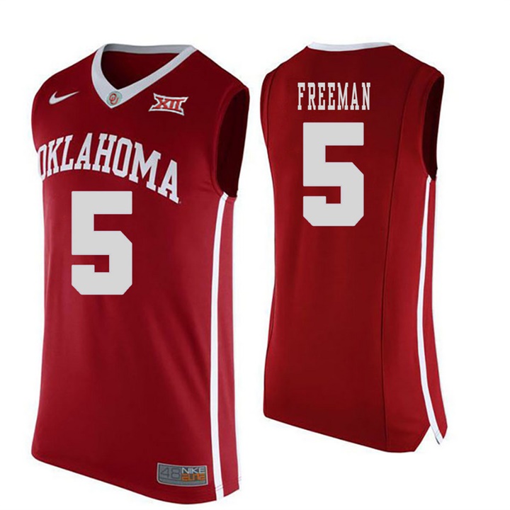 oklahoma sooners red 5 matt freeman college basketball jersey