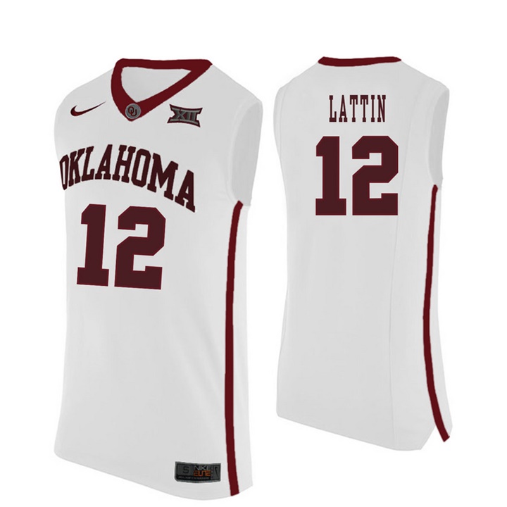 oklahoma sooners white 12 khadeem lattin college basketball jersey