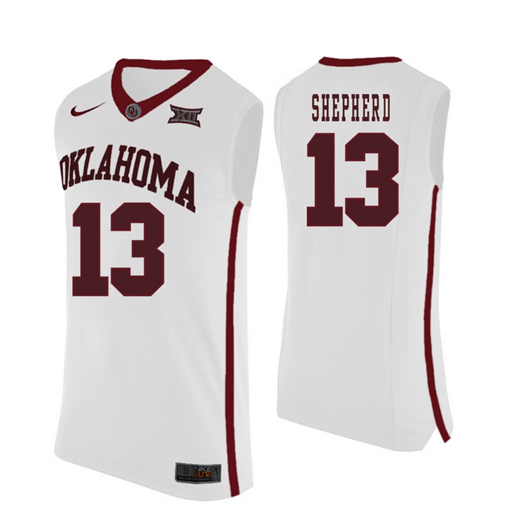 oklahoma sooners white 13 jordan shepherd college basketball jersey
