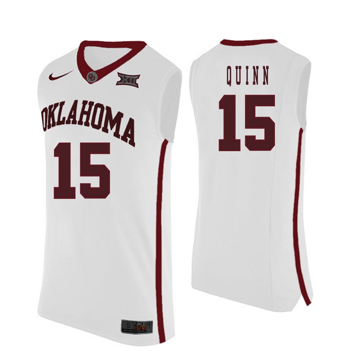 oklahoma sooners white 15 grant quinn college basketball jersey